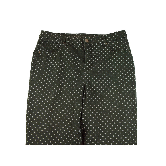 Chico's So Slimming Girlfriend Ankle Jean Sz 1.5 XS Moss Green White Polka Dots - Picture 9 of 10